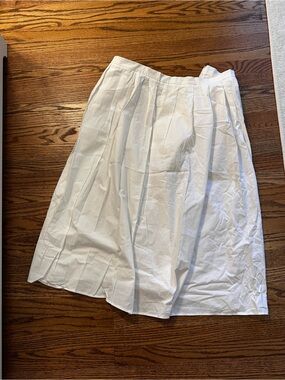 Banana Republic White Pleated Midi Skirt